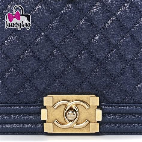 chanel boy navy caviar